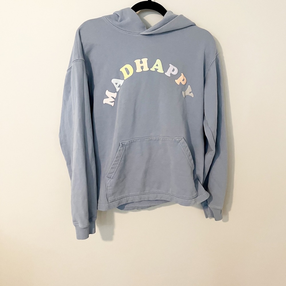 Madhappy Heritage Hoodie Blue Multi Color Puff Print Logo Cotton‎ Sweatshirt S